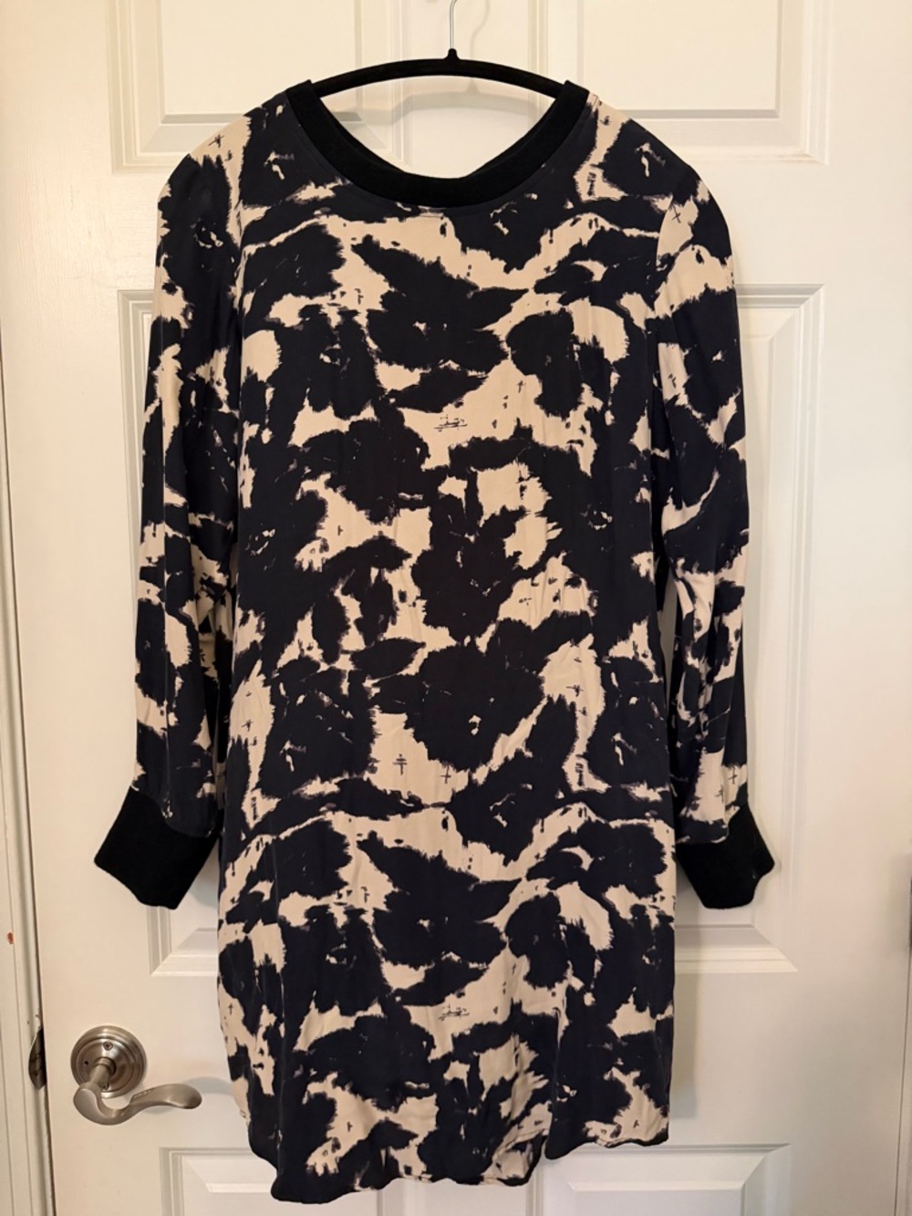 Brochu Walker Black and Cream Tie-Dye Long-Sleeve Mini Dress